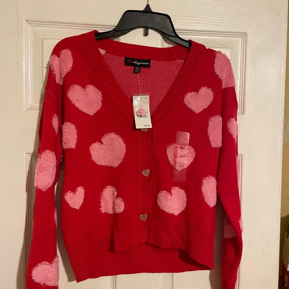 Red Heart Patterned Cardigan - Picture 1 of 1